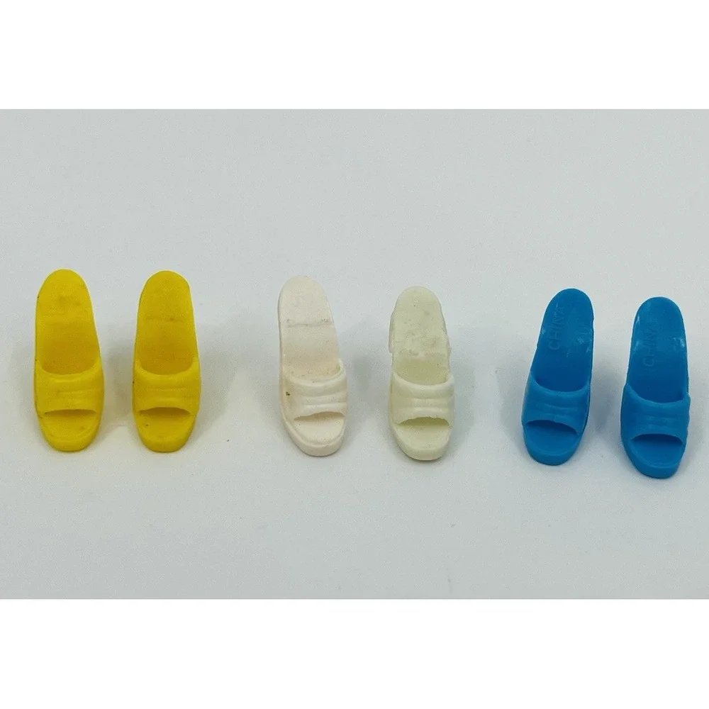 Vintage Barbie Doll Platform Heels Shoes Lot Of 3 Pairs Open Toe